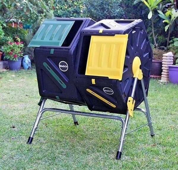 Large Compost Tumbler 2 X70 LT Chamber Dual Tumbling Composter Bin