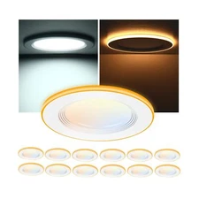 CLOUDY BAY [12 Pack] 4 Inch 5CCT LED Recessed Ceiling Light with Night Light,...