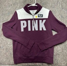 Pink Victoria's Secret Jacket Fleece 1/4 ZIP Sweatshirt Burgundy SP