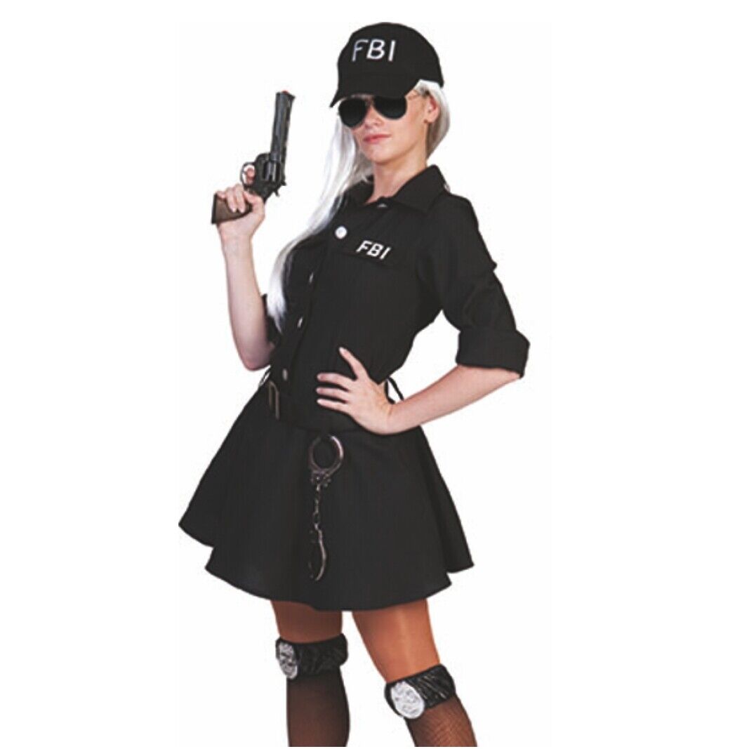 FBI Kostüm flotte FBI Agentin Polizistin für Damen Gr. 32-46 Kleid schwarz Beruf