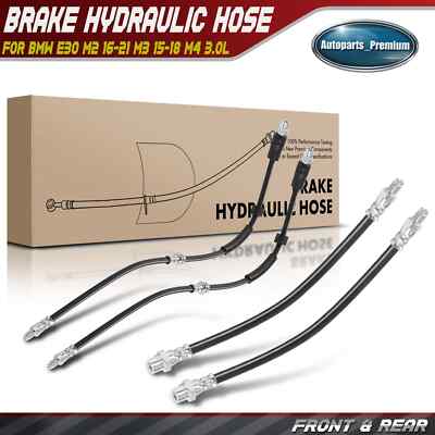 4x Front and Rear Brake Hydraulic Hose for BMW E30 M2 2016-2021 M3 15-18 M4 3.0L