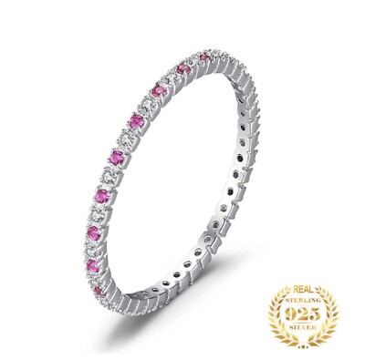 Ring - Rubin - 0,1ct (1mmXmm) x 42 - 925/1000 Sterling Silber - (Größe 9/59)