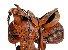 COPPER CROSS SHOW WESTERN BARREL SADDLE SHOW PLEASURE HORSE LEATHER SET 15 16 17
