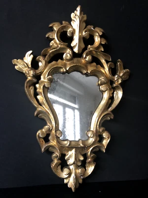 petit miroir doré XIX siècle en bois - Photo 1/2