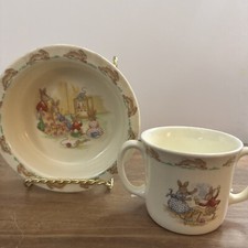 Vintage Royal Doulton BUNNYKINS English Fine Bone China Cereal Bowl Cup Set