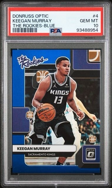 2022 Optic Keegan Murray BLUE PRIZM /49 The Rookies, RC Sacramento Kings  PSA 10