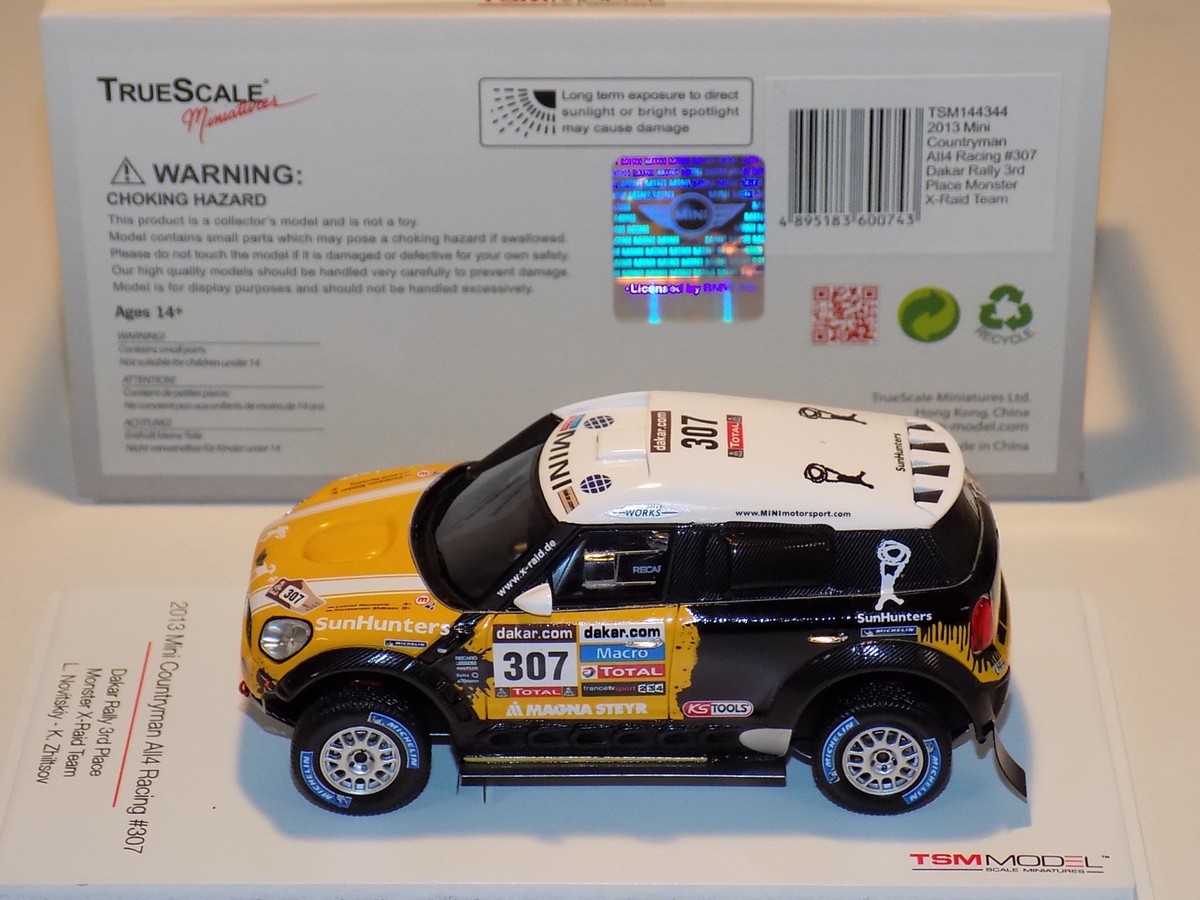 1&frasl;43 True Scale Models TSM Mini Countryman 2013 Dakar Rally 3rd Place  TSM144344