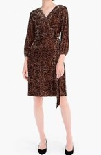 NWT JCREW $158 Wrap dress in drapey velvet blush leopard Sz0 K0148