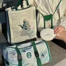 New 2023 CHINA STARBUCKS White & Green GYM BAG PHONE BAG TOTE BAG