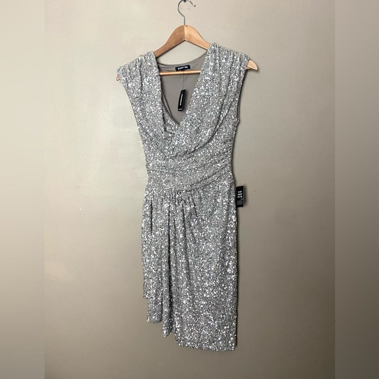 EXPRESS sleeveless silver sequin asymmetrical dre… - image 6