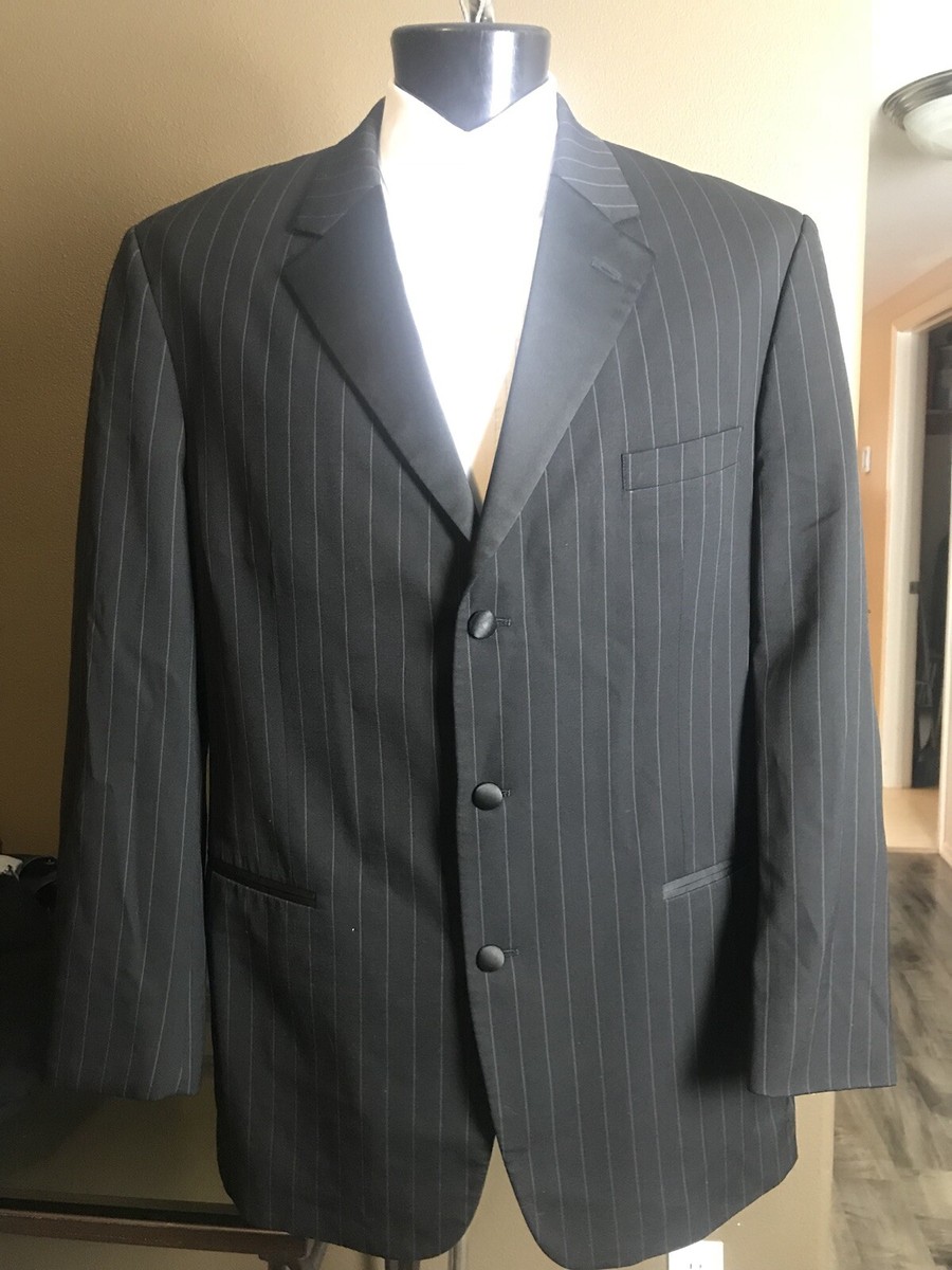 Tuxedo 3 Button Coat Black With White Stripes by Ralph Lauren Size