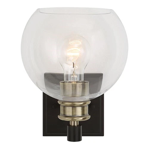 Uttermost Kent Edison 1-light Coastal Glass and Steel Sconce in Black and Brass - Picture 3 of 7