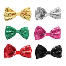 SEQUIN BOW TIE FANCY DRESS ACCESSORY GLITTER DICKIE BOW MENS FASHION NECK TIE