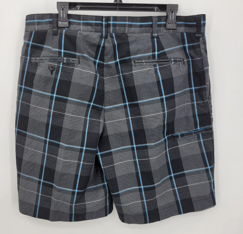 Pantalones cortos de golf PGA Champions Tour para hombre 36 negros grises a cuadros bermudas frente plano Foto 2 de 4