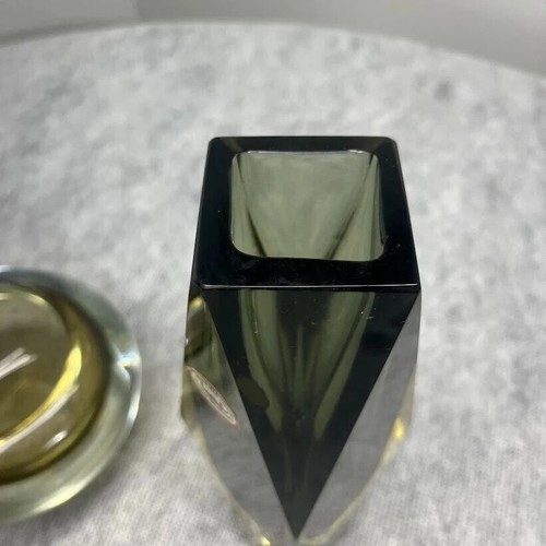 20th Murano Layered Submerso Faceted Vase & Hand Blown Tealight Candle Holder - Picture 6 of 18
