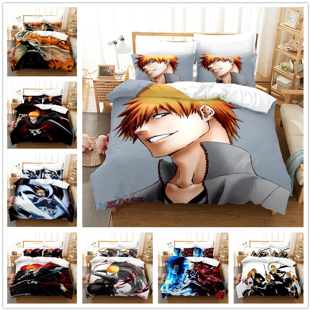 Anime BLEACH 3D Bedding Set 2/3PC Duvet Cover Pillowcase 4 Sizes 3A