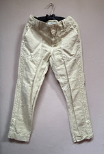 Sundance Womens Mid-Rise Linen Blend Straight Pants Size 4 Lace Side Panel Sand