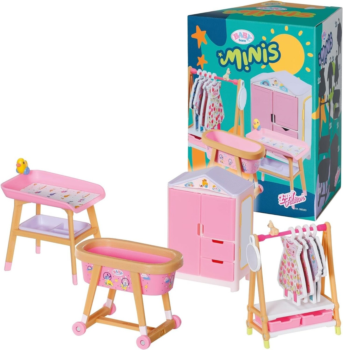 baby born minis möbelset mit kleiderschrank, kleiderstange