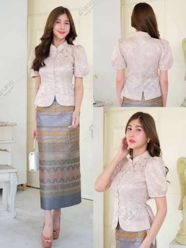 LAOS/THAI TRADITIONAL LACE/SILK BLOUSE SHIRTS - Available Chest Sizes 32" - 46" - Picture 51 of 66