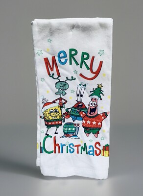 NEW Sponge Bob & Friends ''Merry Christmas'' 2pc Christmas Kitchen Dish Towels