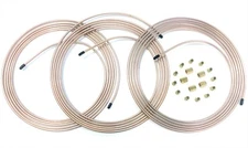 45 Ft of 3/16" Copper Nickel Brake Line w/ Fittings & Unions (3-15' Coils)