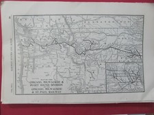 1913 CHICAGO MILWAUKEE & PUGET SOUND RAILROAD SYSTEM MAP ROUTES STATIONS HISTORY