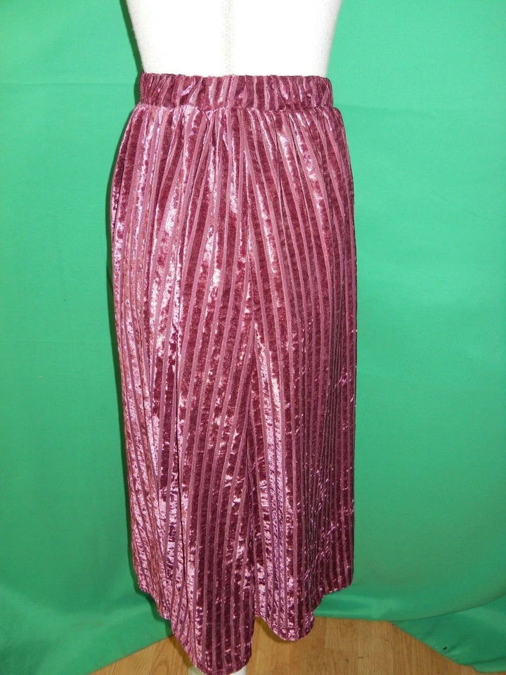 Saia Midi Jessie B Anthropologie Plissada Veludo Elástica Rosa Poeirada tamanho XS B208 - Imagem 4 de 4