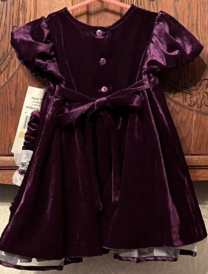 ¡NUEVO CON ETIQUETAS!  Vestido Niña 18m Púrpura Suave Tela Pana, Diadema, Funda Pañal Foto 3 de 4