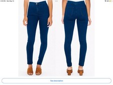 New American Apparel Denim The Easy Jean Blue Jeans High Waist Skinny Size XXS