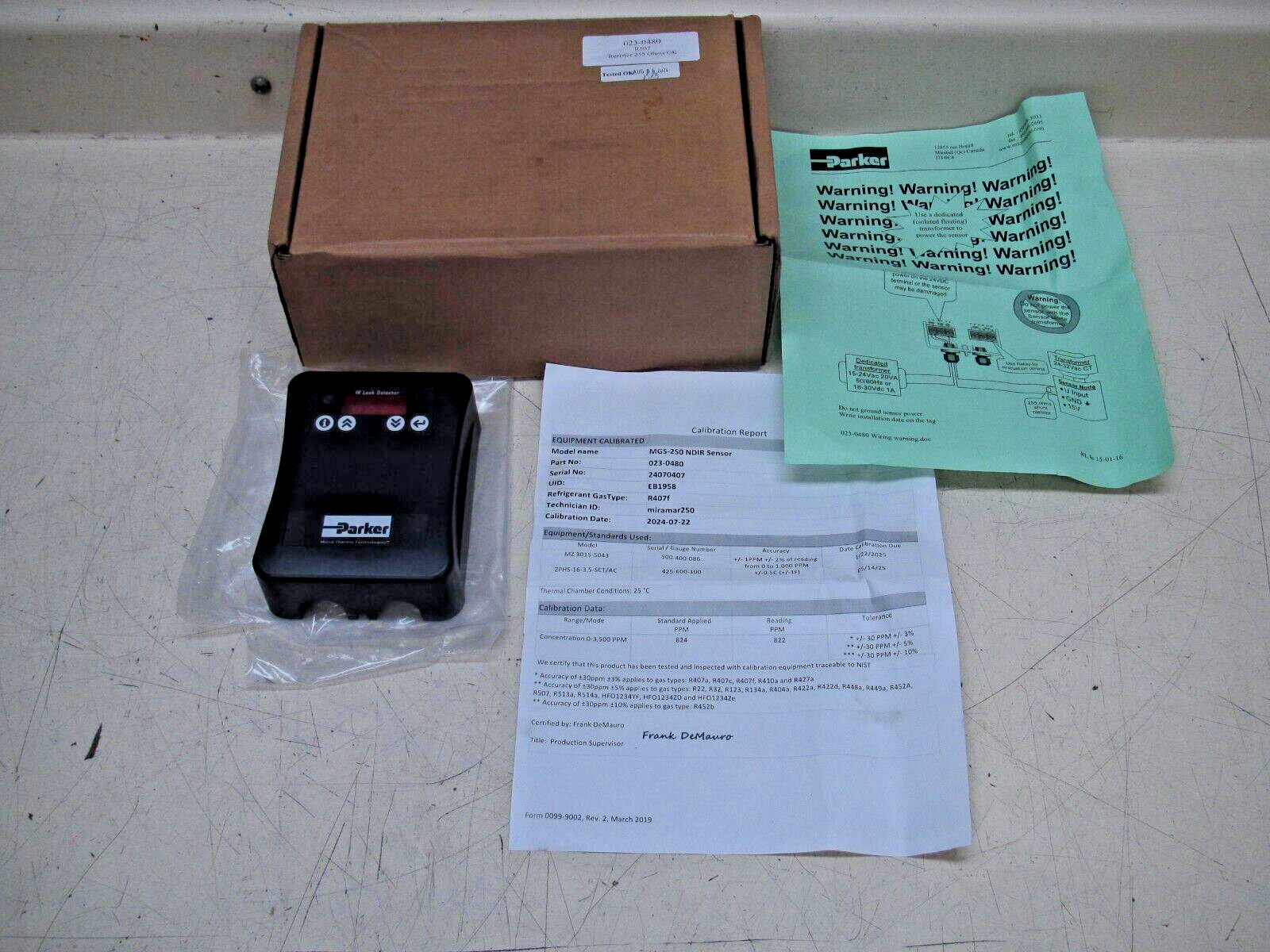Parker IR Leak Detector Infrared Gas Detector Model: MGS 250 P/N: 023-0480