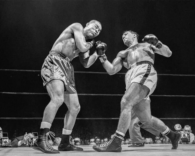 1951 Boxers JOE LOUIS vs ROCKY MARCIANO Glossy 8x10 Photo
