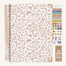 bloom daily planners 2026 Hard Cover Planner, 8.5" x 11", Tan Leopard