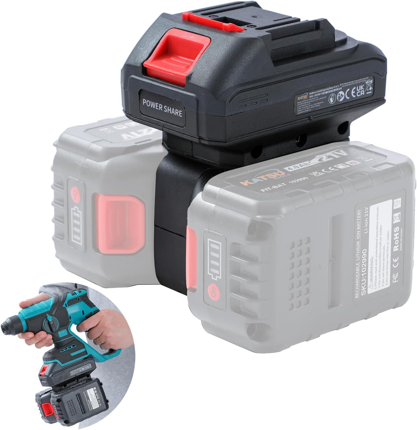Batteria 2 in 1 Con Base Combinata 21 V 3,0 Ah Compatibile Con MAKI.. O KATSU 18