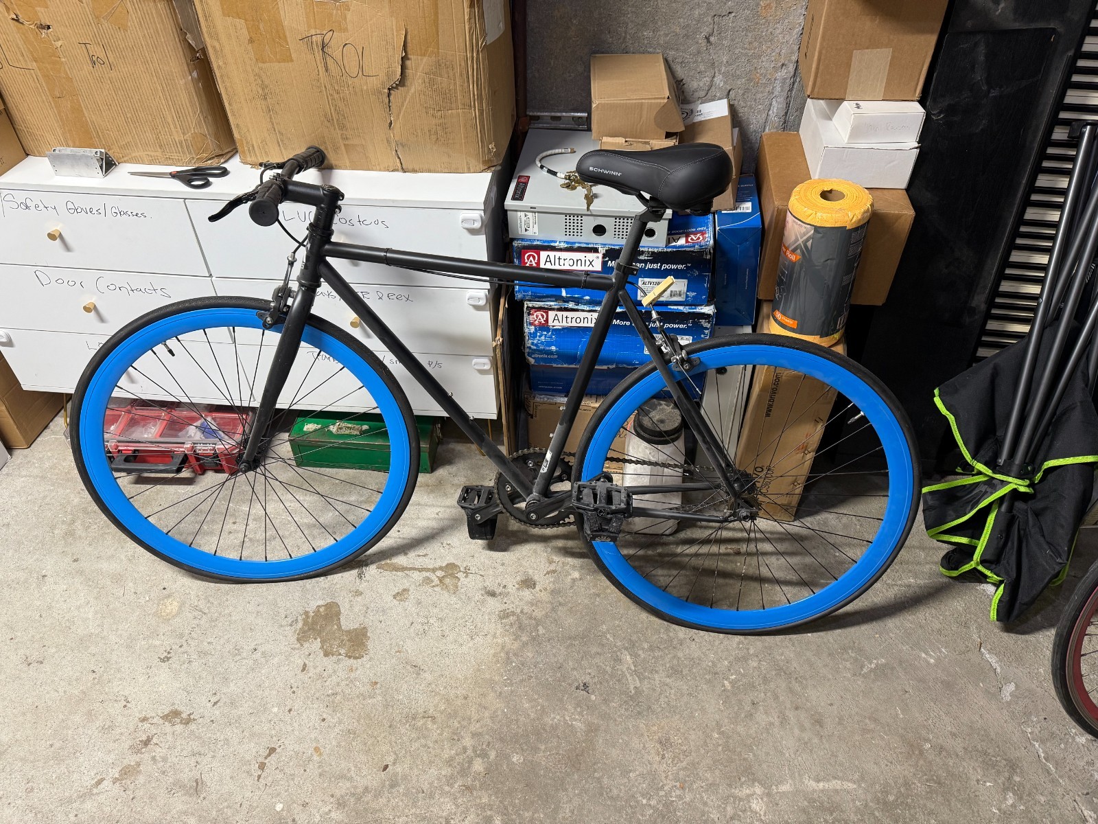 Used Fixed Gear Fixie Bike Black Frame Blue Rims Schwinn Sad