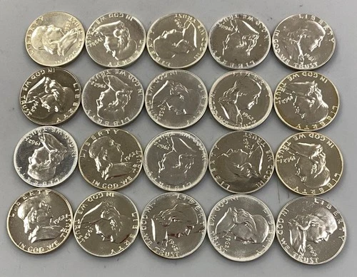 20 US 90% Silver Proof Franklin 50c 1957 1958 1959 1960 1961 14-1962 1963 L23759
