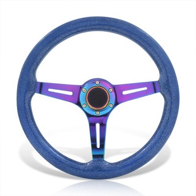 AJP Distributors Universal 350mm 14'' Classic Wood Metallic Blue / Neo Chrome 