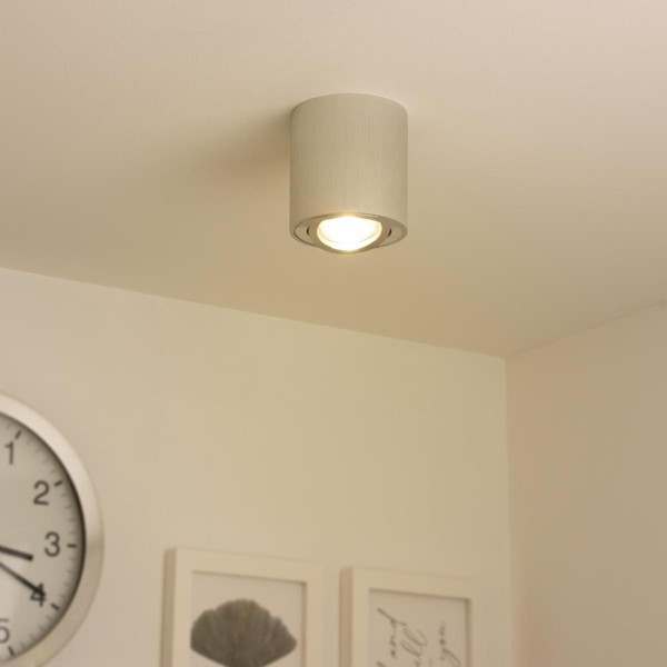 Led Aufbaustrahler Rund Schwenkbar GU10 5W Warmweiß Dimmbar Silber GebüRstet 230-image