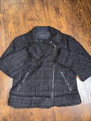 VETEMENTS Giacca blazer tweed ANN TAYLOR taglia 12 blazer donna frange confetti