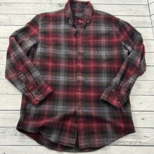 Pendleton Mason Long Sleeve Plaid Flannel Button Shirt Men's Medium Red Gray