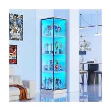 Corner Display Cabinet with Doors, 4-Tier Curio Cabinet for Collectibles, Dis...