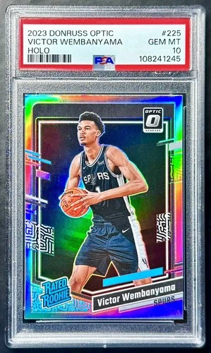 2023-24 Panini Donruss Optic VICTOR WEMBANYAMA #225 Holo Rated Rookie PSA 10 Gem