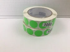 Uline S-2235G Blank Inventory Circle Labels, Fluorescent  Green, 1" - 2 rolls