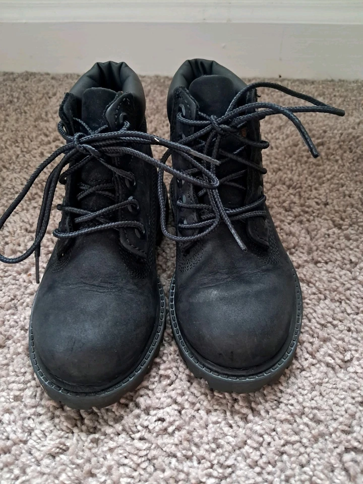 Botas informales Timberland 12807 de cuero negro para niños pequeños talla 8 Foto 4 de 4