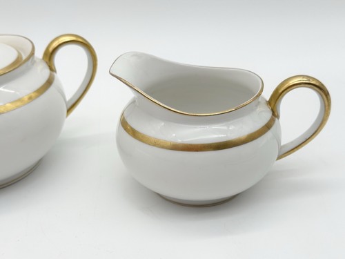 Vintage Noritake Nippon Gold Trimmed Creamer and Sugar Bowl with Lid Goldena - Picture 4 of 21