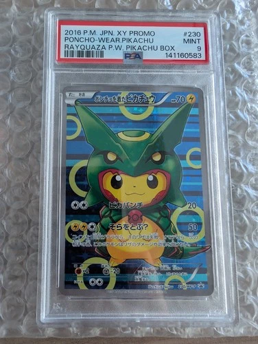 2016 POKEMON XY PROMO #230 PONCHO WEARING PIKACHU RAYQUAZA PSA 9
