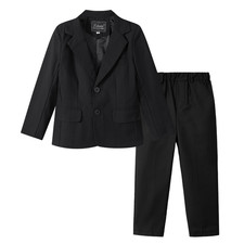 2 Piece Boys Suit Set, Jacket & Trousers, 6-7 Years/130 Black
