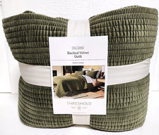 Threshold Green Full / Queen Size Ruched Velvet Quilt