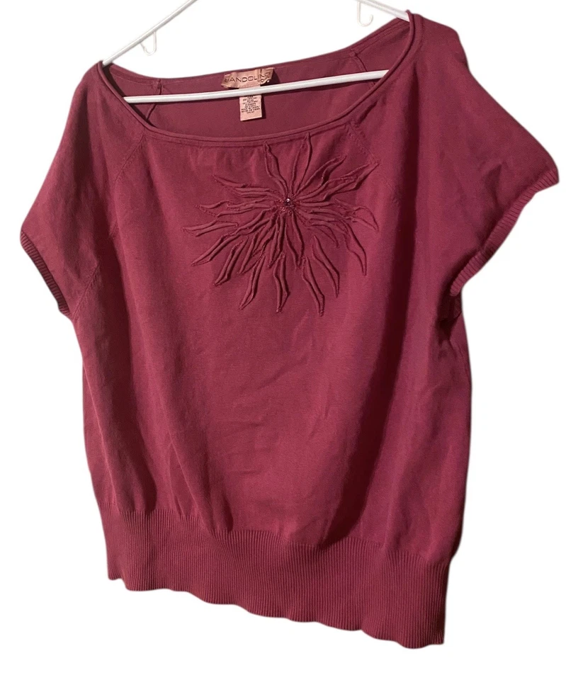 Vintage Bandolino Short Sleeve Sweater Women’s 2X Pink Silk Blend Cottagecore - Image 3 of 4