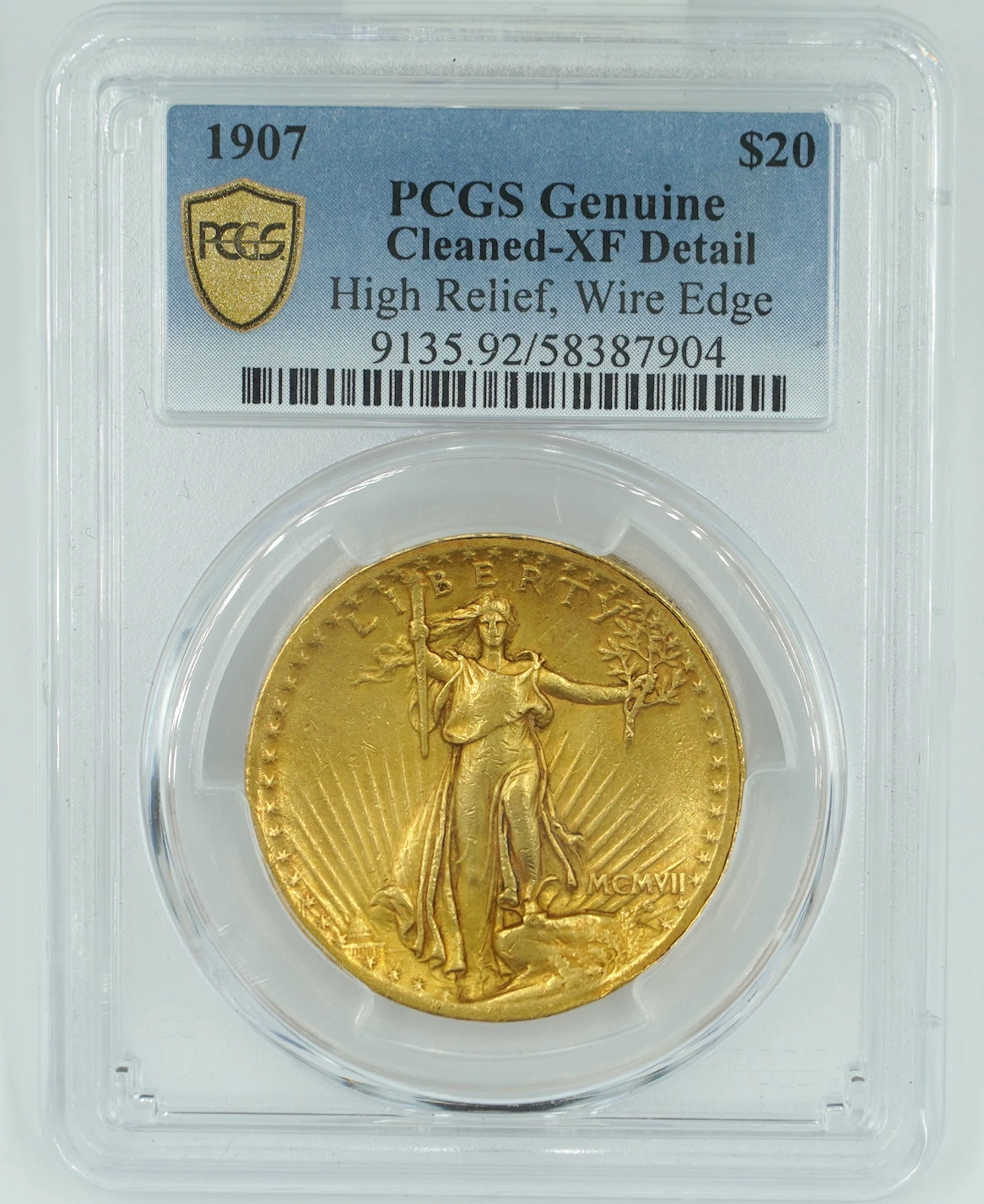 1907 PCGS Genuine XF Details Cleaned High Relief Saint Gaudens