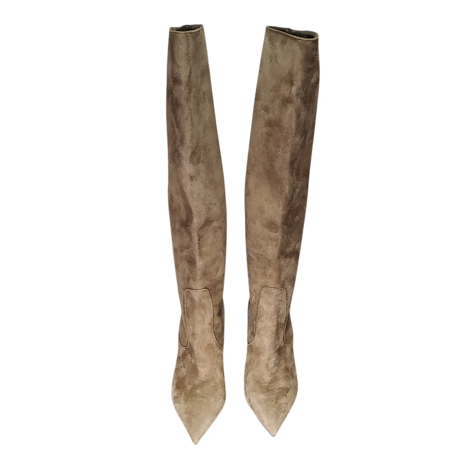 Jimmy Choo Mavis 85 Suede Knee-High Boots Caper Green 34.5EU/4.5US *Read* - Image 3 of 4